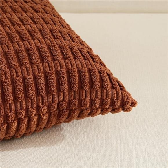 2 Packs Rust Decorative Throw Pillow Covers 18x18 Inch for Living Room Couch Bed - Picture 4 of 8